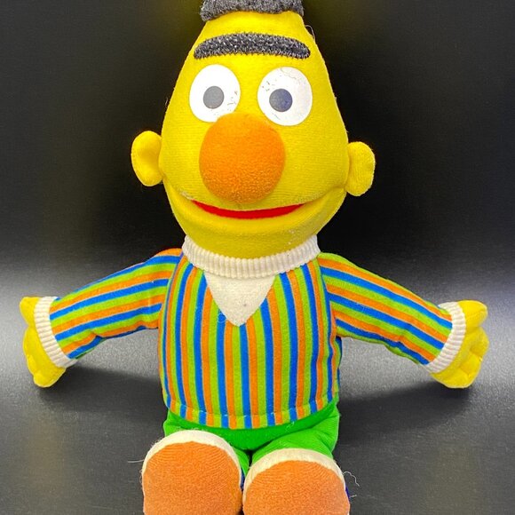 Sesame Street Plush Bert Stuffed Toy Striped Shirt Green Pants 10" - Picture 1 of 14